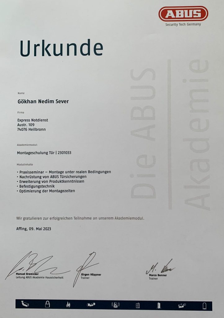 Abus Zertifiziert Schlüsseldienst Sicherheitstechnik