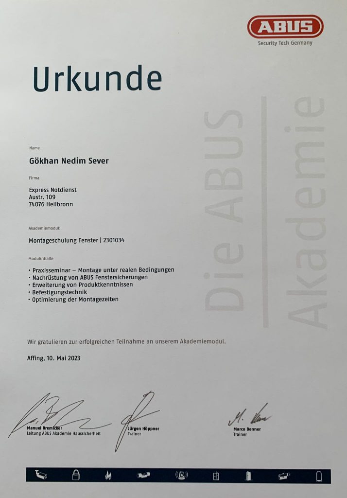 Abus Zertifiziert Schlüsseldienst Sicherheitstechnik